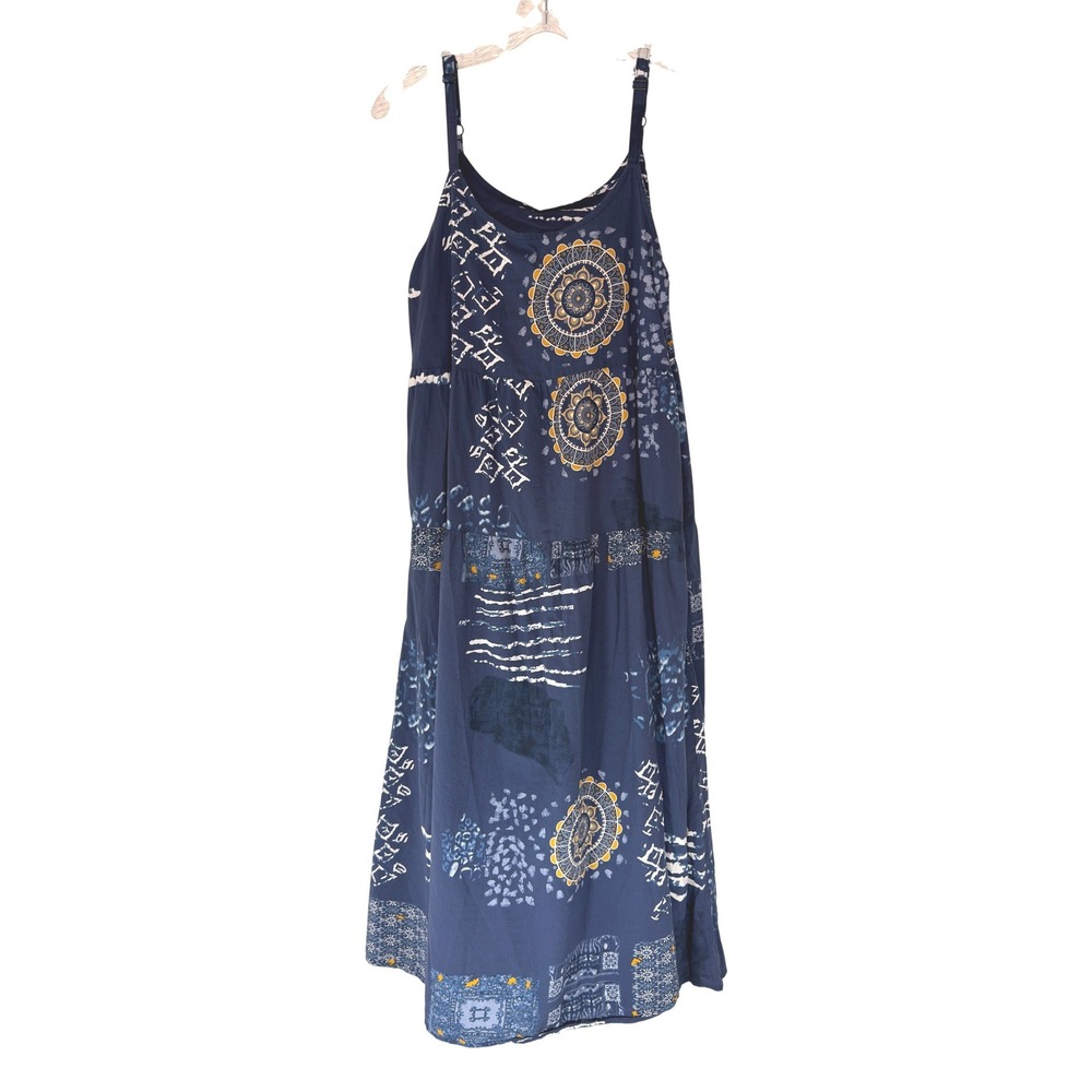Women's‎ Dress Blue Tie-Dye Medallion Sleeveless Boho Vacation Resort Small